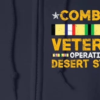 Combat Desert Storm Veteran Persian War Service Ribbon Full Zip Hoodie