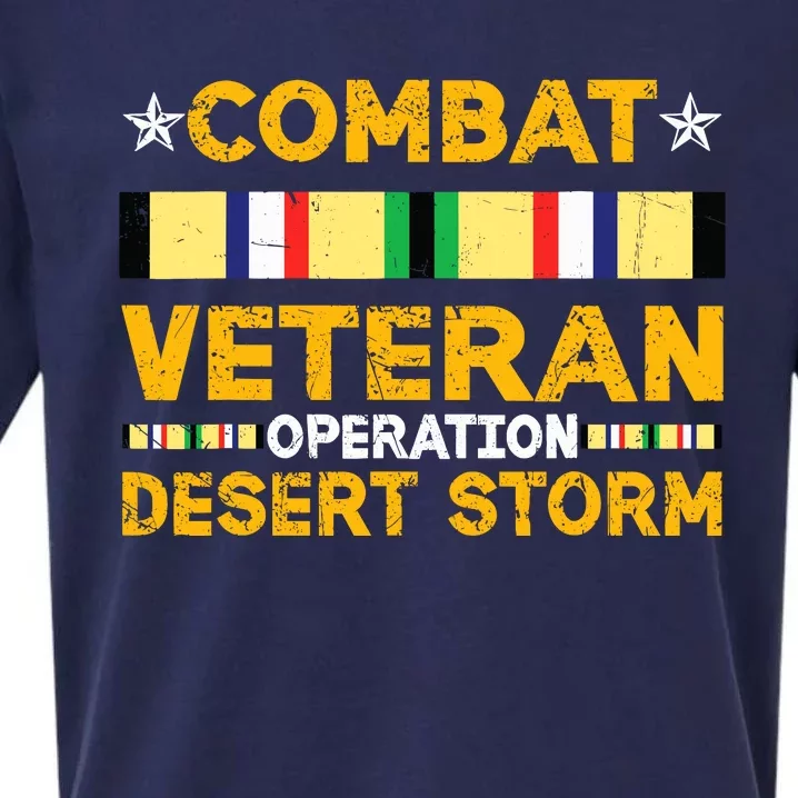 Combat Desert Storm Veteran Persian War Service Ribbon Sueded Cloud Jersey T-Shirt