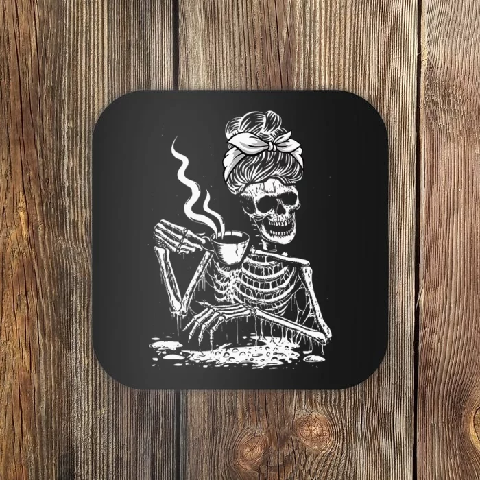 Coffee Drinking Skeleton Lazy DIY Halloween Costume Coaster