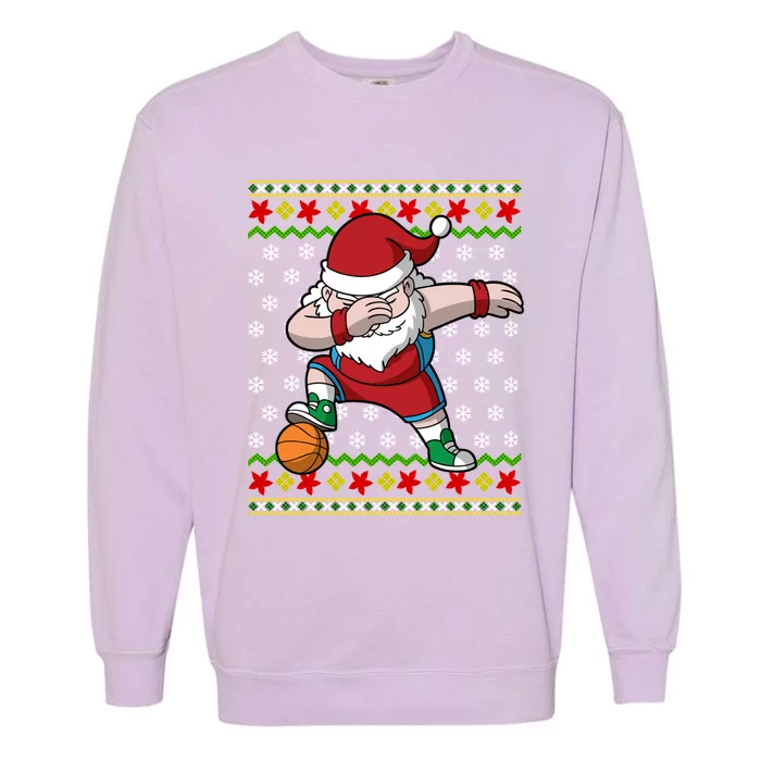 Christmas Dabbing Santa Basketball Dance Gift Garment-Dyed Sweatshirt