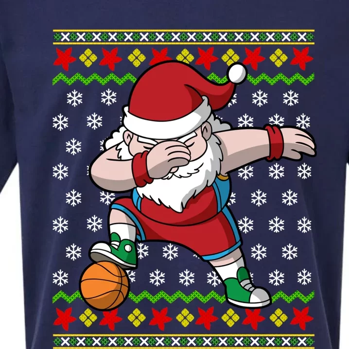 Christmas Dabbing Santa Basketball Dance Gift Sueded Cloud Jersey T-Shirt