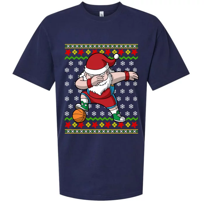 Christmas Dabbing Santa Basketball Dance Gift Sueded Cloud Jersey T-Shirt