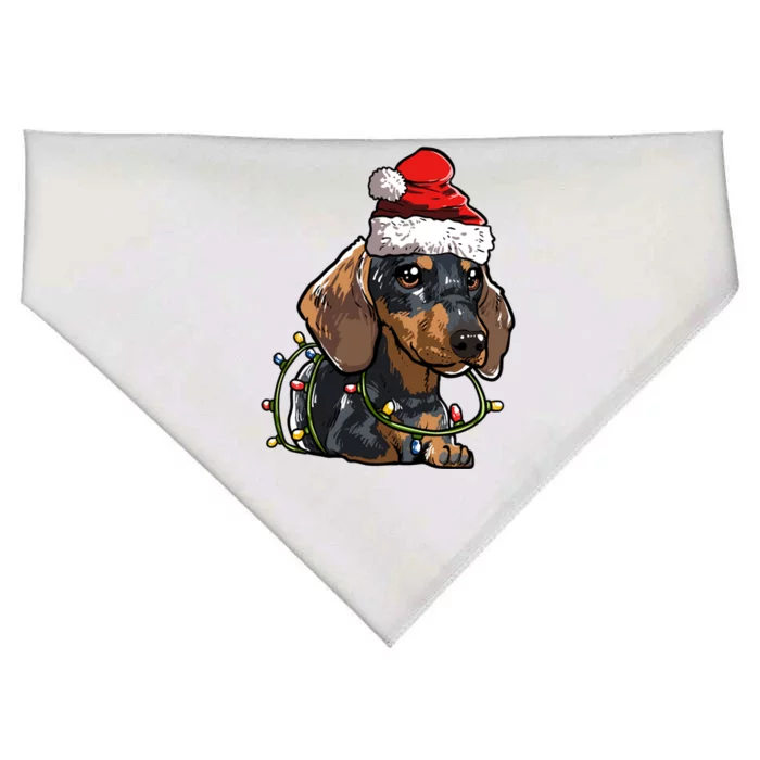 Cute Dachshund Santa Christmas Tree Lights Xmas Gift USA-Made Doggie Bandana