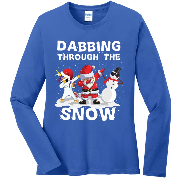 Christmas Dabbing Santa Dab Unicorn Dab Christmas Gift Idea Cool Gift Ladies Long Sleeve Shirt