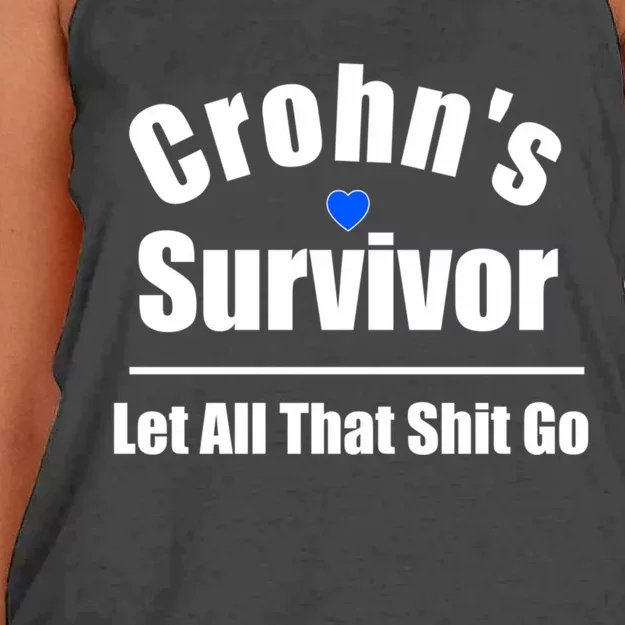 Crohns Disease Survivor Let All That Shit Go Great Gift Women's Knotted Racerback Tank