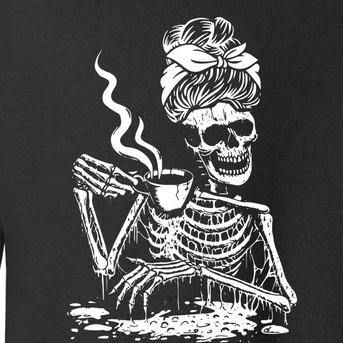 Coffee Drinking Skeleton Lazy DIY Halloween Costume Toddler Sweatshirt