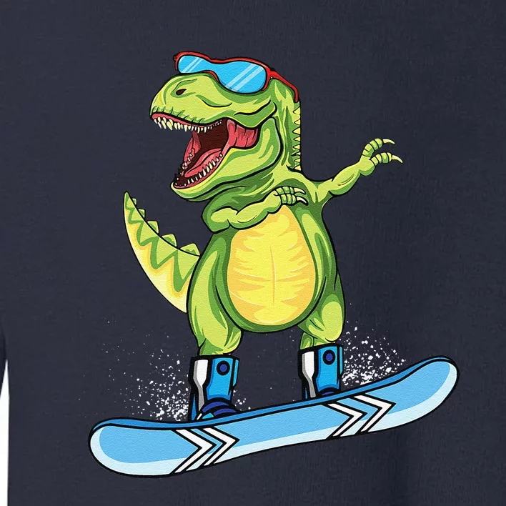 Cool Dinosaur Snowboarding Skiing Dabbing T rex Snowboard Toddler Sweatshirt