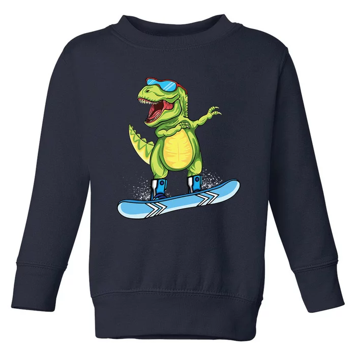 Cool Dinosaur Snowboarding Skiing Dabbing T rex Snowboard Toddler Sweatshirt