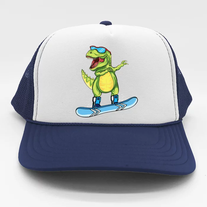 Cool Dinosaur Snowboarding Skiing Dabbing T rex Snowboard Trucker Hat