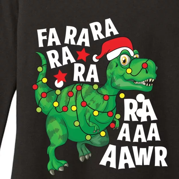 Christmas Dinosaur Santa Hat Fa Ra Ra Rawr Trex Xmas Lights Gift Womens CVC Long Sleeve Shirt