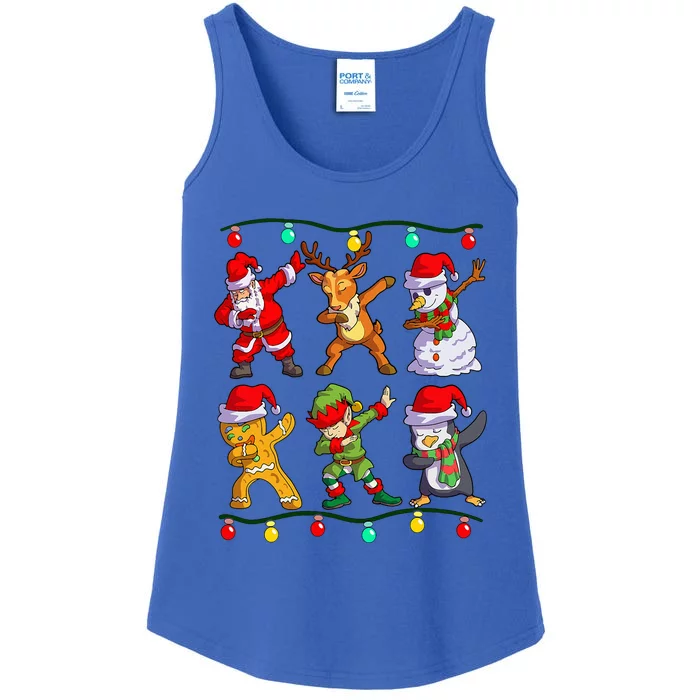 Christmas Dabbing Santa Elf Deer Friends Xmas Ladies Essential Tank