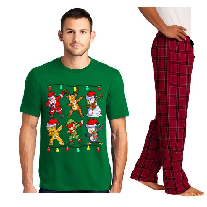 Christmas Dabbing Santa Elf Deer Friends Xmas Pajama Set