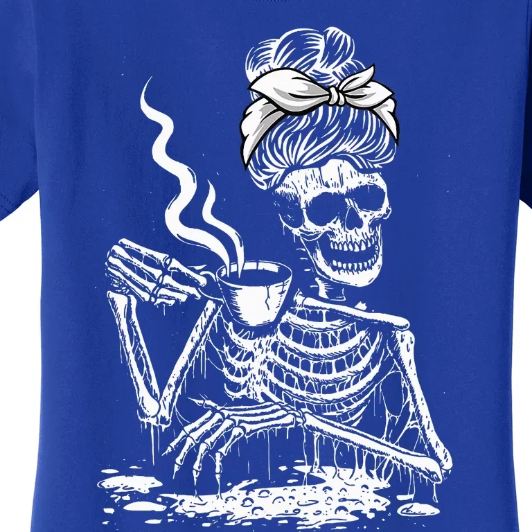 Coffee Drinking Skeleton Lazy DIY Halloween Women's T-Shirt