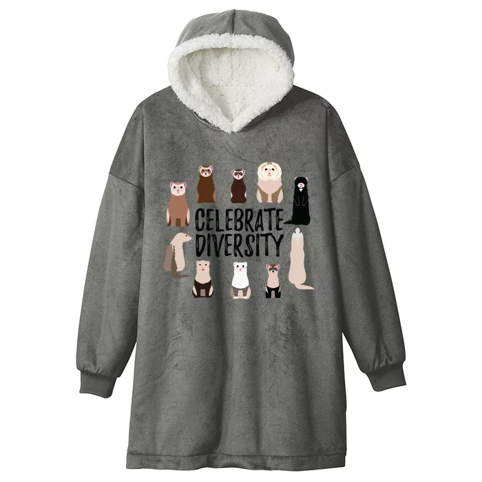 Celebrate Diversity Shirts For Ferret Lovers Cute Ferret Hooded Wearable Blanket