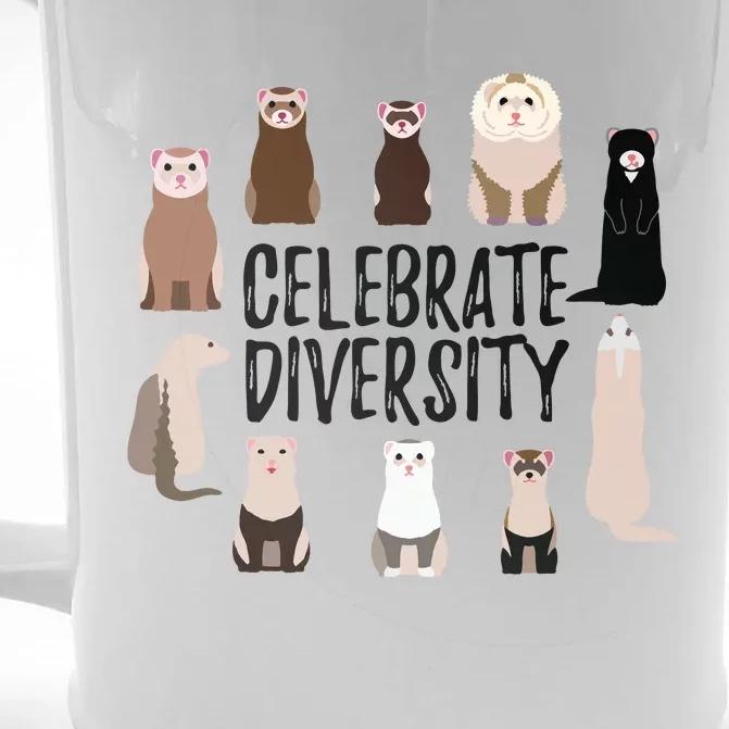 Celebrate Diversity Shirts For Ferret Lovers Cute Ferret Front & Back Beer Stein