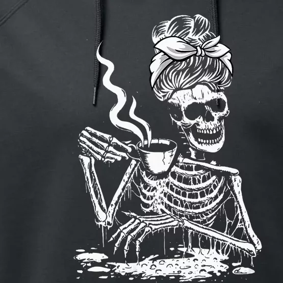 Coffee Drinking Skeleton Lazy DIY Halloween Costume Performance Fleece Hoodie