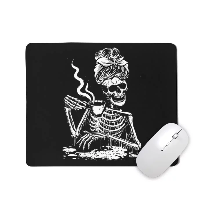 Coffee Drinking Skeleton Lazy DIY Halloween Costume Mousepad