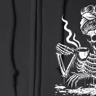 Coffee Drinking Skeleton Lazy DIY Halloween Costume Full Zip Hoodie