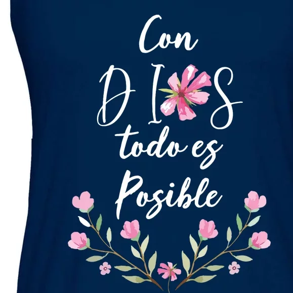 Con Dios Todo Es Posible Shirts Christian Spanish Ladies Essential Flowy Tank