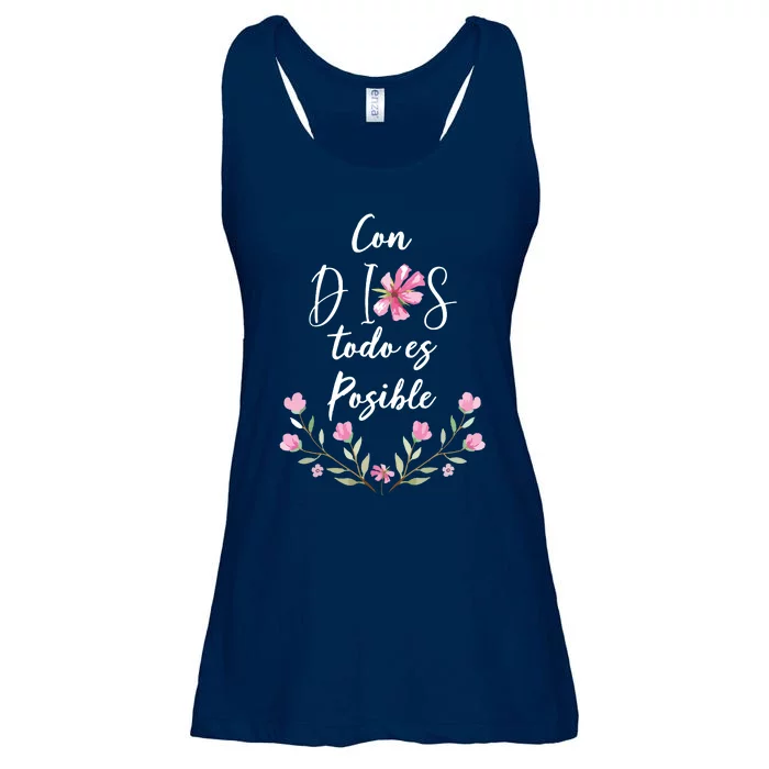 Con Dios Todo Es Posible Shirts Christian Spanish Ladies Essential Flowy Tank