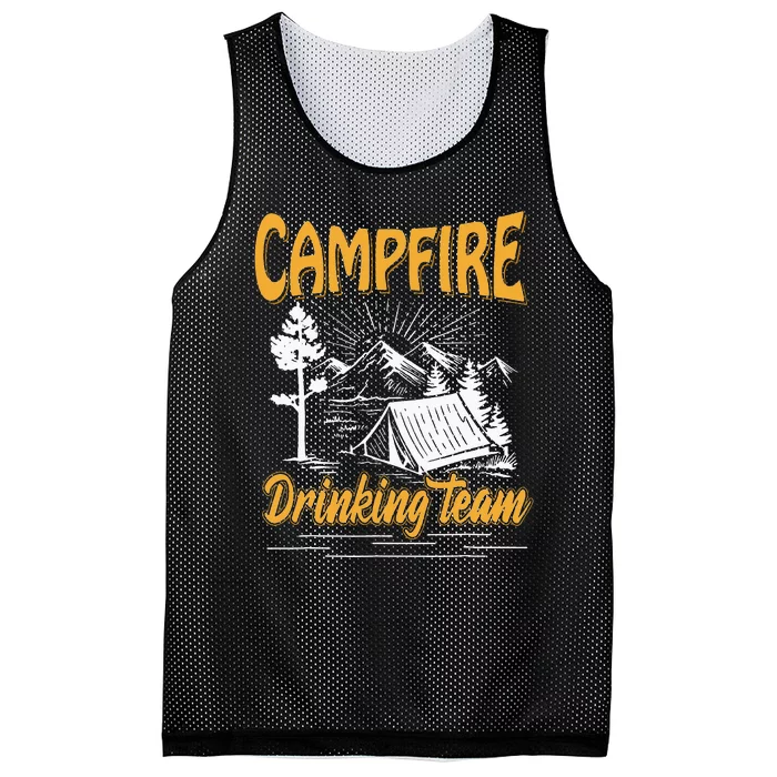 Campfire Drinking Team Camping Lover Scout Camper Mesh Reversible Basketball Jersey Tank