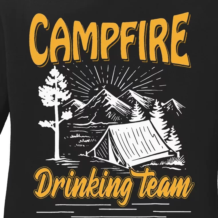 Campfire Drinking Team Camping Lover Scout Camper Ladies Long Sleeve Shirt