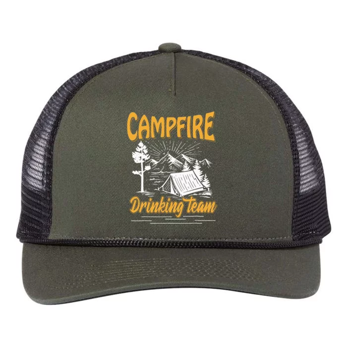 Campfire Drinking Team Camping Lover Scout Camper Retro Rope Trucker Hat Cap