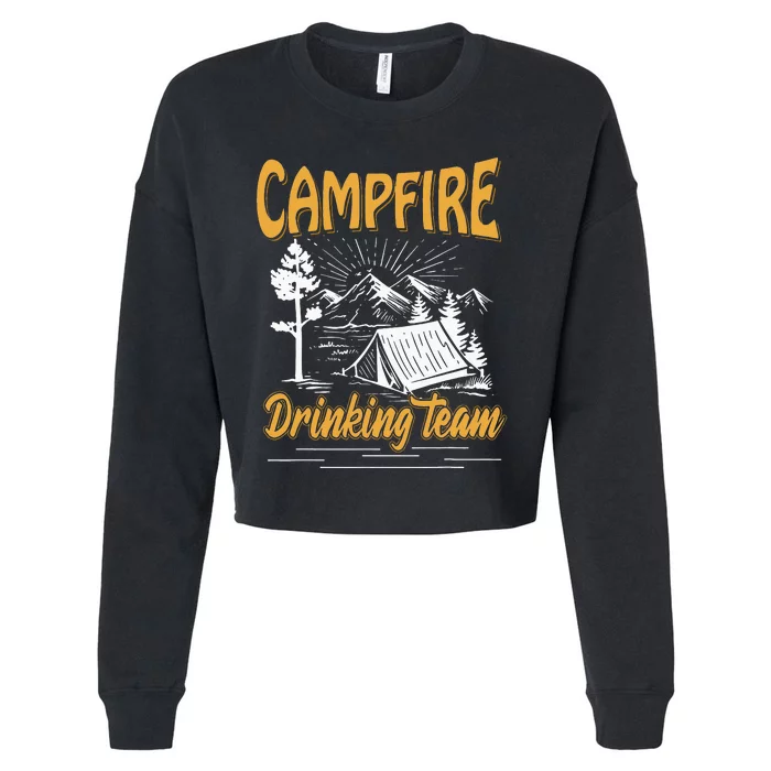 Campfire Drinking Team Camping Lover Scout Camper Cropped Pullover Crew