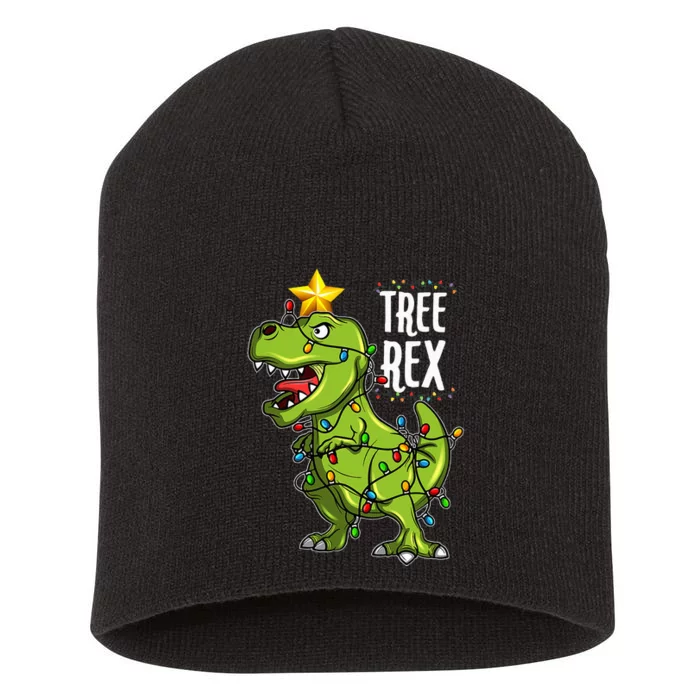 Christmas Dinosaur Tree Rex Lights Xmas Gifts Short Acrylic Beanie