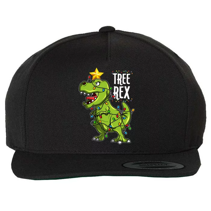 Christmas Dinosaur Tree Rex Lights Xmas Gifts Wool Snapback Cap