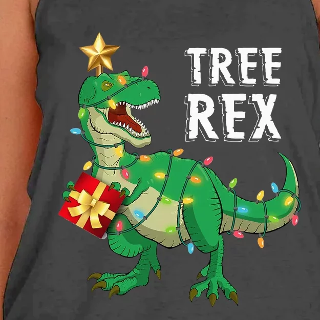 Christmas Dinosaur Tree Rex Pajamas Xmas Gifts Women's Knotted Racerback Tank