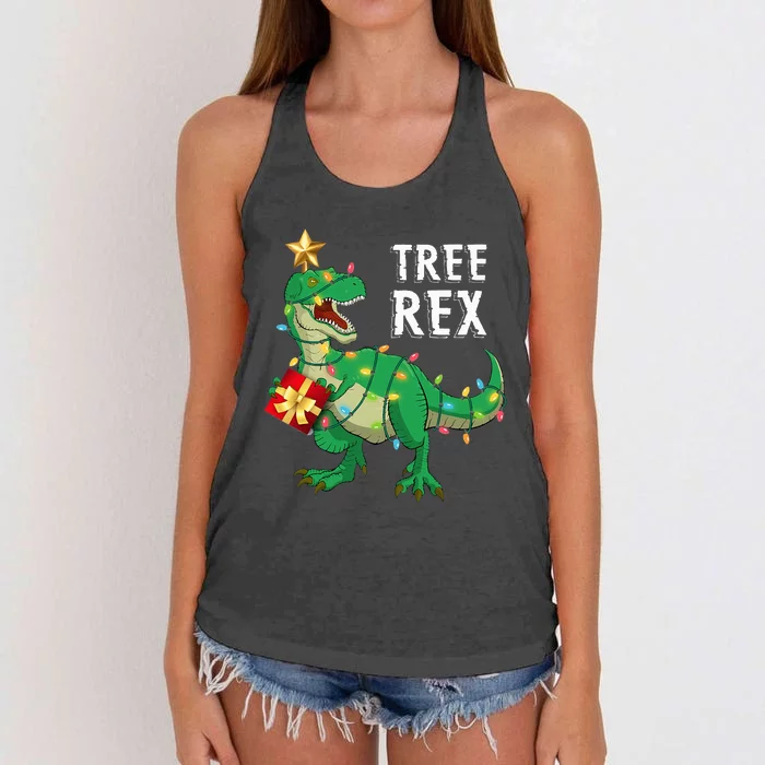 Christmas Dinosaur Tree Rex Pajamas Xmas Gifts Women's Knotted Racerback Tank