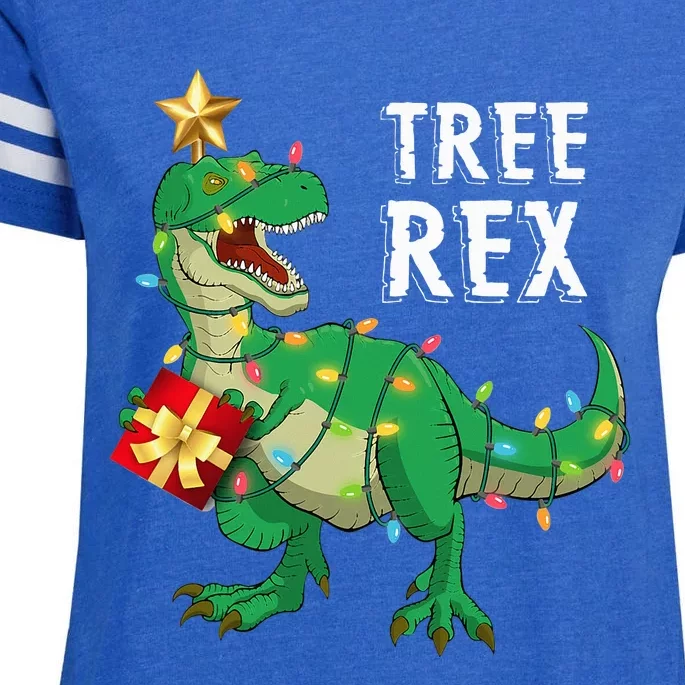 Christmas Dinosaur Tree Rex Pajamas Xmas Gifts Enza Ladies Jersey Football T-Shirt