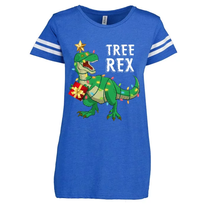 Christmas Dinosaur Tree Rex Pajamas Xmas Gifts Enza Ladies Jersey Football T-Shirt