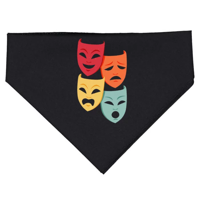 Colorful Drama Theater Comedy Tragedy Masks Actor Novelty USA-Made Doggie Bandana