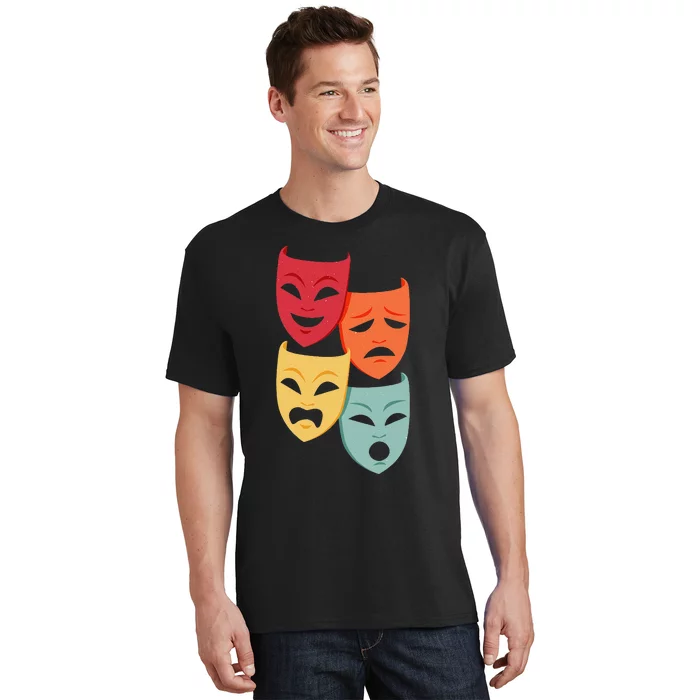 Colorful Drama Theater Comedy Tragedy Masks Actor Novelty T-Shirt