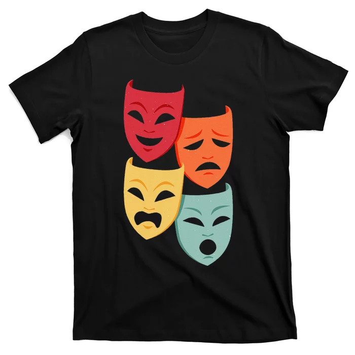 Colorful Drama Theater Comedy Tragedy Masks Actor Novelty T-Shirt