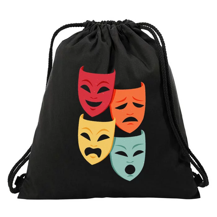 Colorful Drama Theater Comedy Tragedy Masks Actor Novelty Drawstring Bag