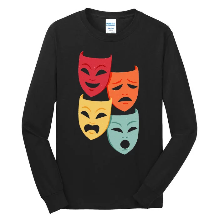 Colorful Drama Theater Comedy Tragedy Masks Actor Novelty Tall Long Sleeve T-Shirt