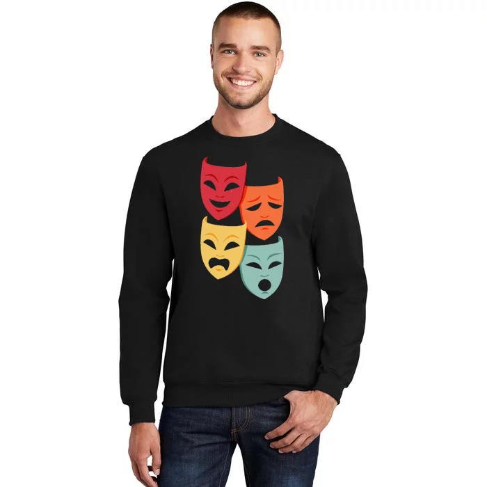 Colorful Drama Theater Comedy Tragedy Masks Actor Novelty Tall Sweatshirt