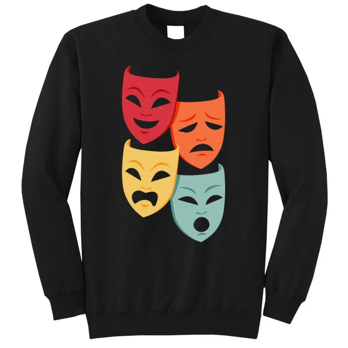 Colorful Drama Theater Comedy Tragedy Masks Actor Novelty Tall Sweatshirt