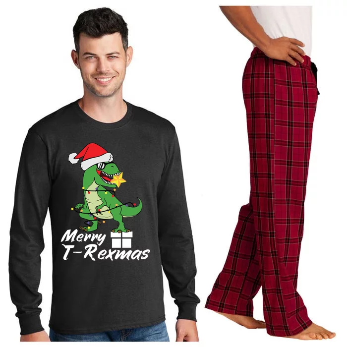 Christmas Dinosaur Tree Rex Merry Trexmas Gift Long Sleeve Pajama Set