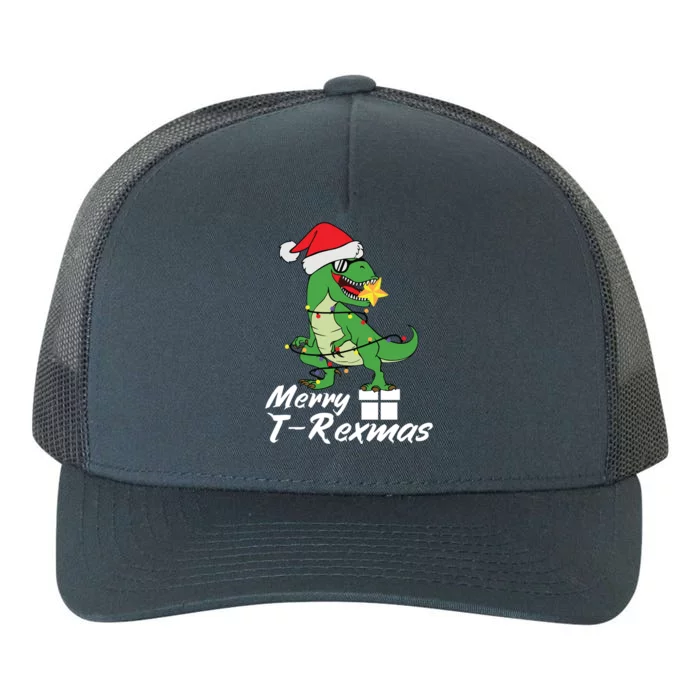 Christmas Dinosaur Tree Rex Merry Trexmas Gift Yupoong Adult 5-Panel Trucker Hat