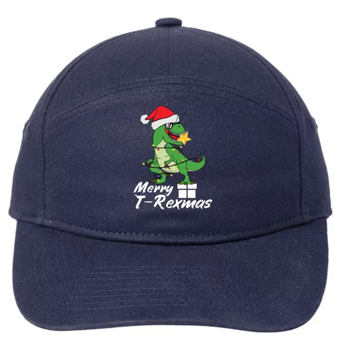 Christmas Dinosaur Tree Rex Merry Trexmas Gift 7-Panel Snapback Hat