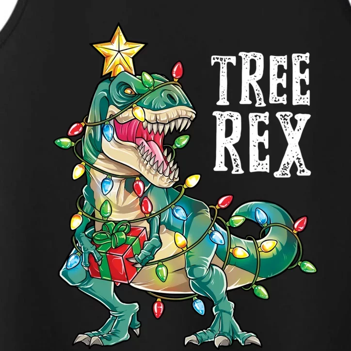 Christmas Dinosaur Tree Rex Pajamas Xmas Lights Gift Performance Tank