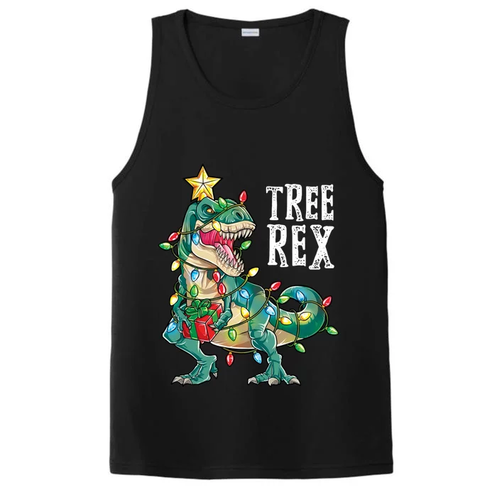 Christmas Dinosaur Tree Rex Pajamas Xmas Lights Gift Performance Tank