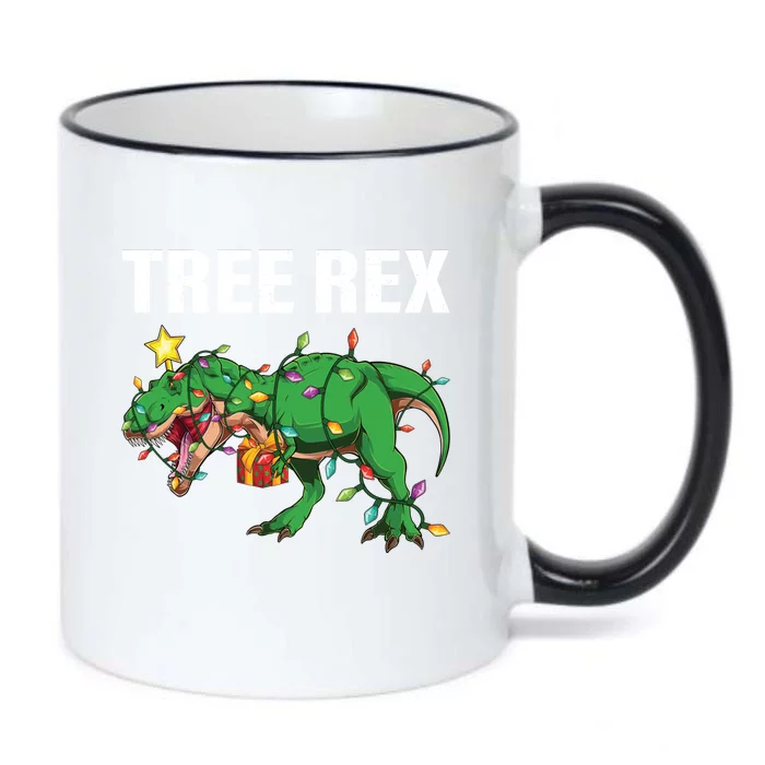 Christmas Dinosaur Tree Rex Xmas Lights T Rex Dinosaur Gift Black Color Changing Mug