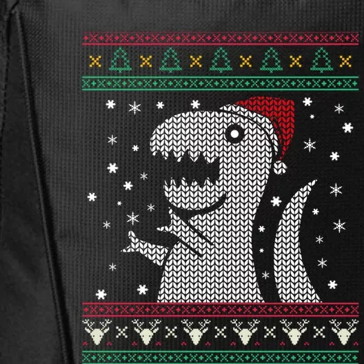 Christmas Dinosaur T Rex Santa Hat Ugly Sweater Funny Pajama Gift City Backpack