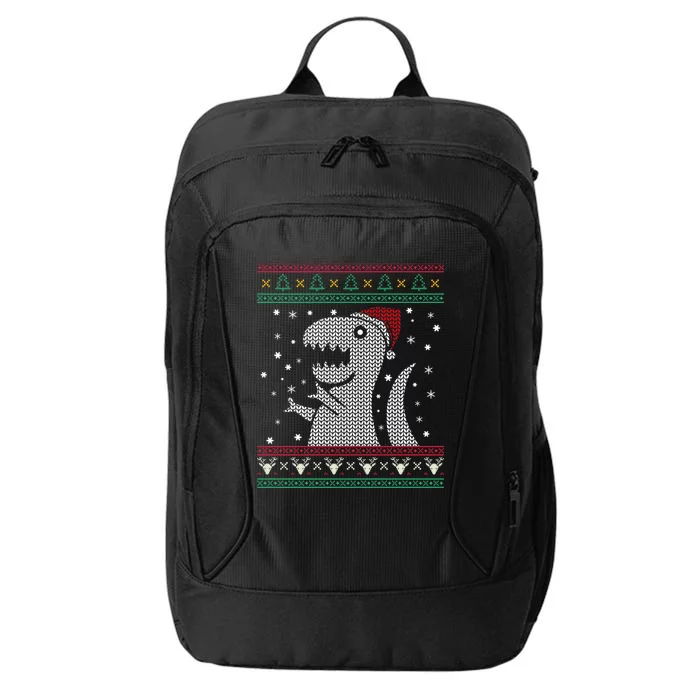 Christmas Dinosaur T Rex Santa Hat Ugly Sweater Funny Pajama Gift City Backpack