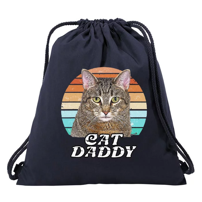 Cat Daddy Tabby Vintage Eighties Style Cat Retro Cute Dog Drawstring Bag